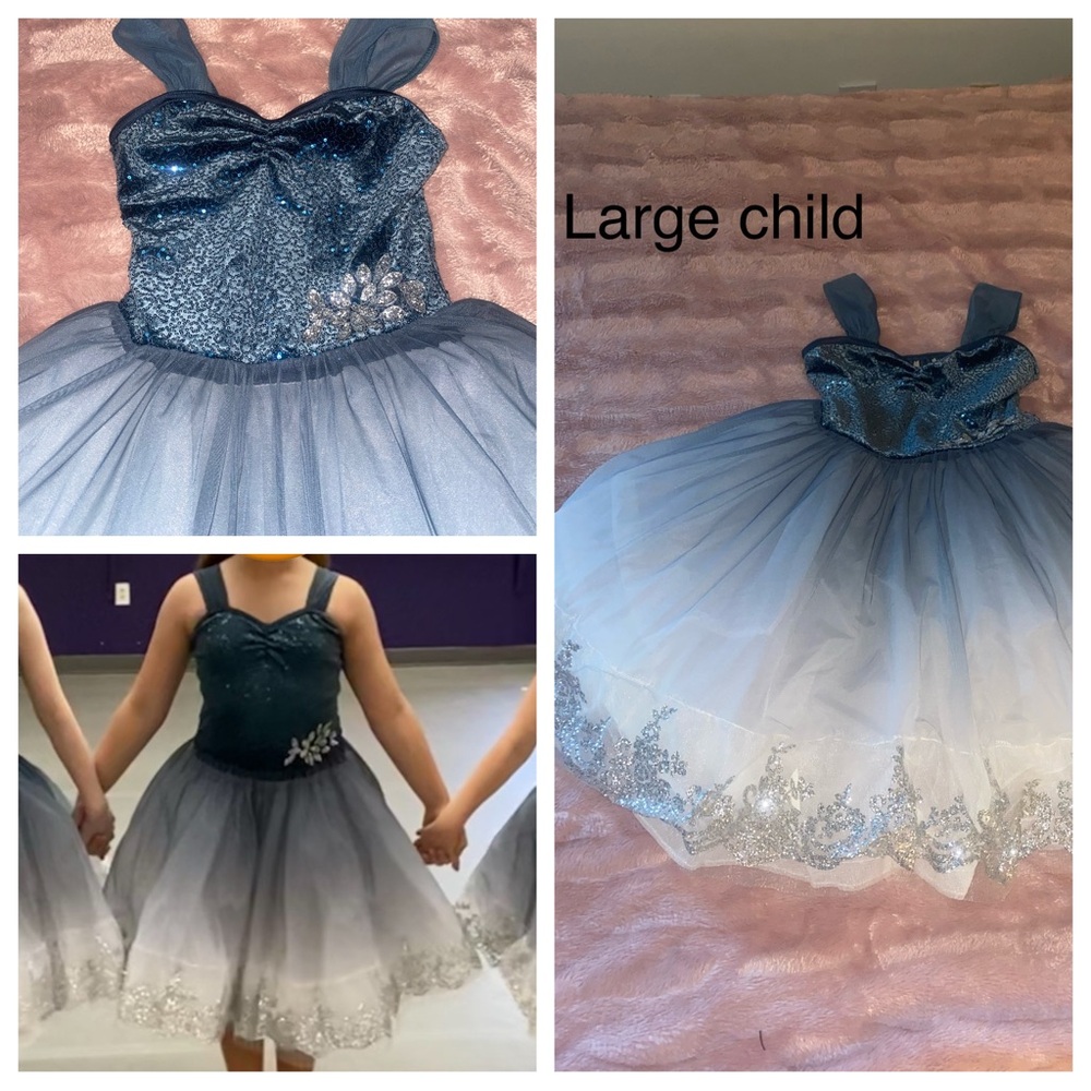 Blue and White Child's Dress with Sequins
